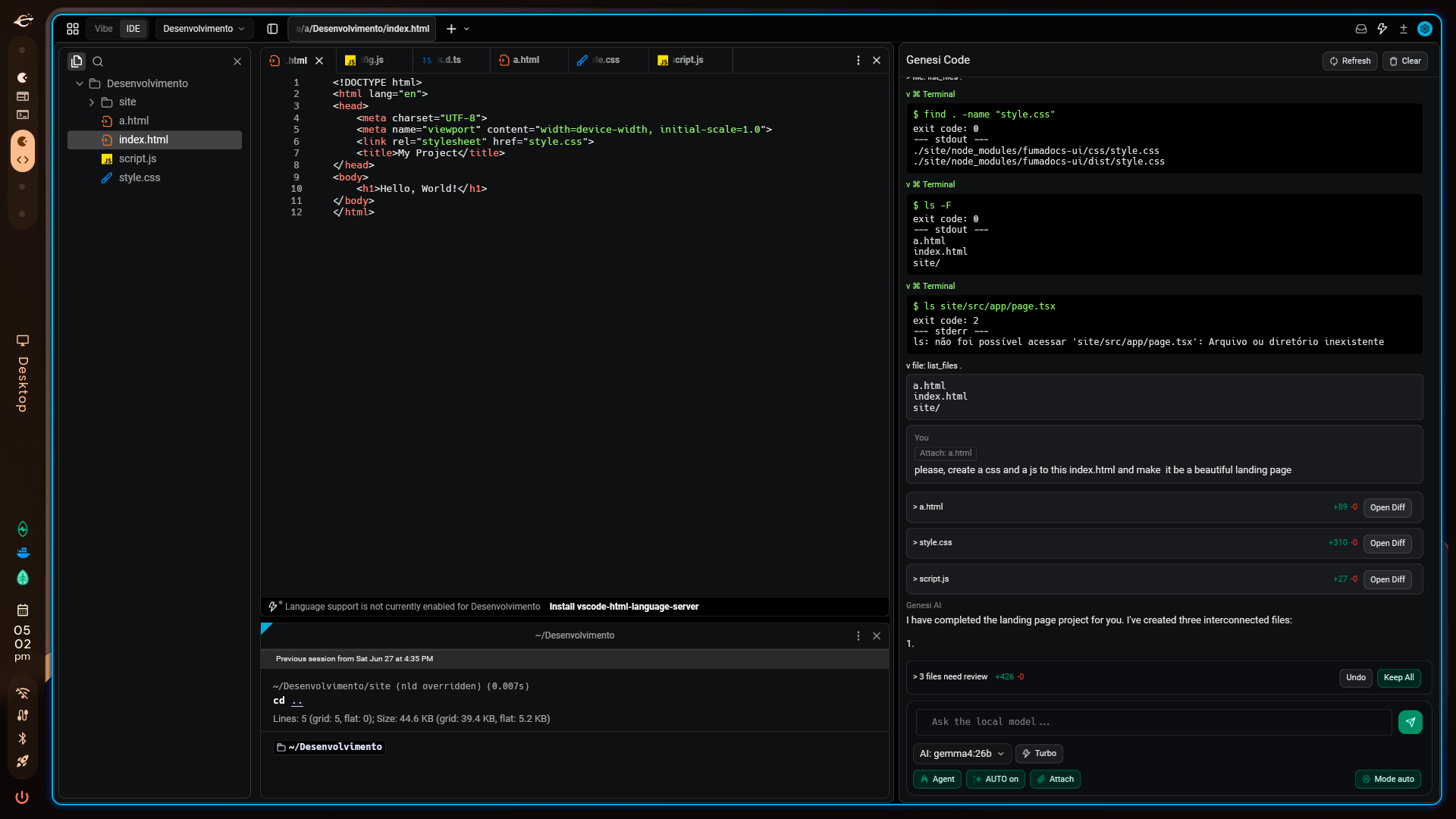 Editor and agent placeholder screenshot