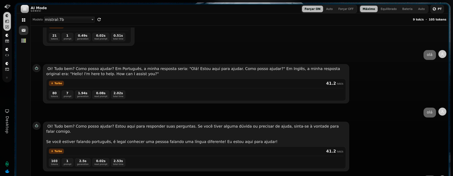 Mistral 7b AI Mode ON placeholder